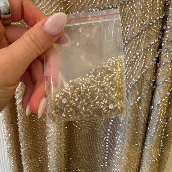 Aidan Mattox Beaded One-Shoulder Gown Gold - Picture 5 of 5